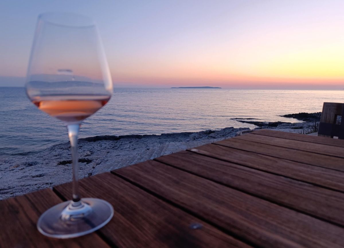 čaša, zalazak, more, Lošinj