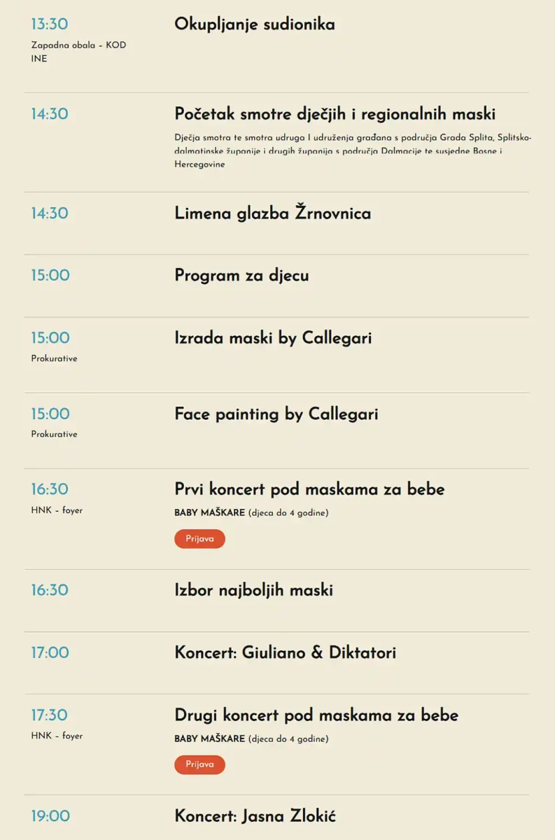 Splitski karneval 2026. program