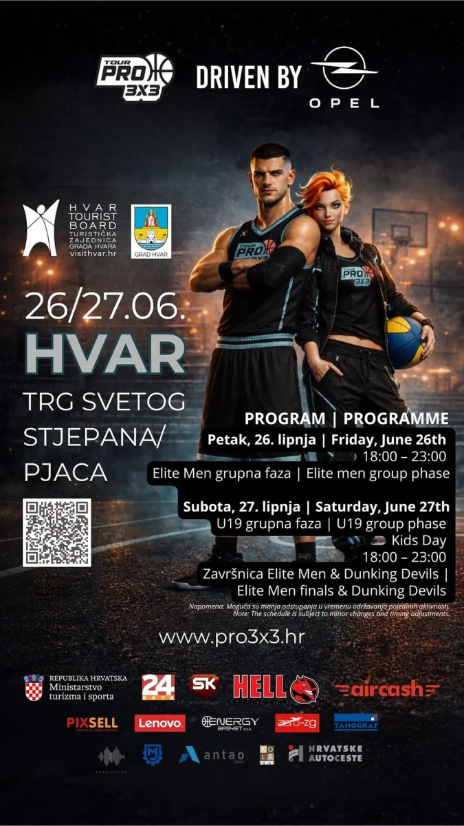 PRO 3×3 Tour driven by Opel četvrtu godinu zaredom dolazi u Hvar