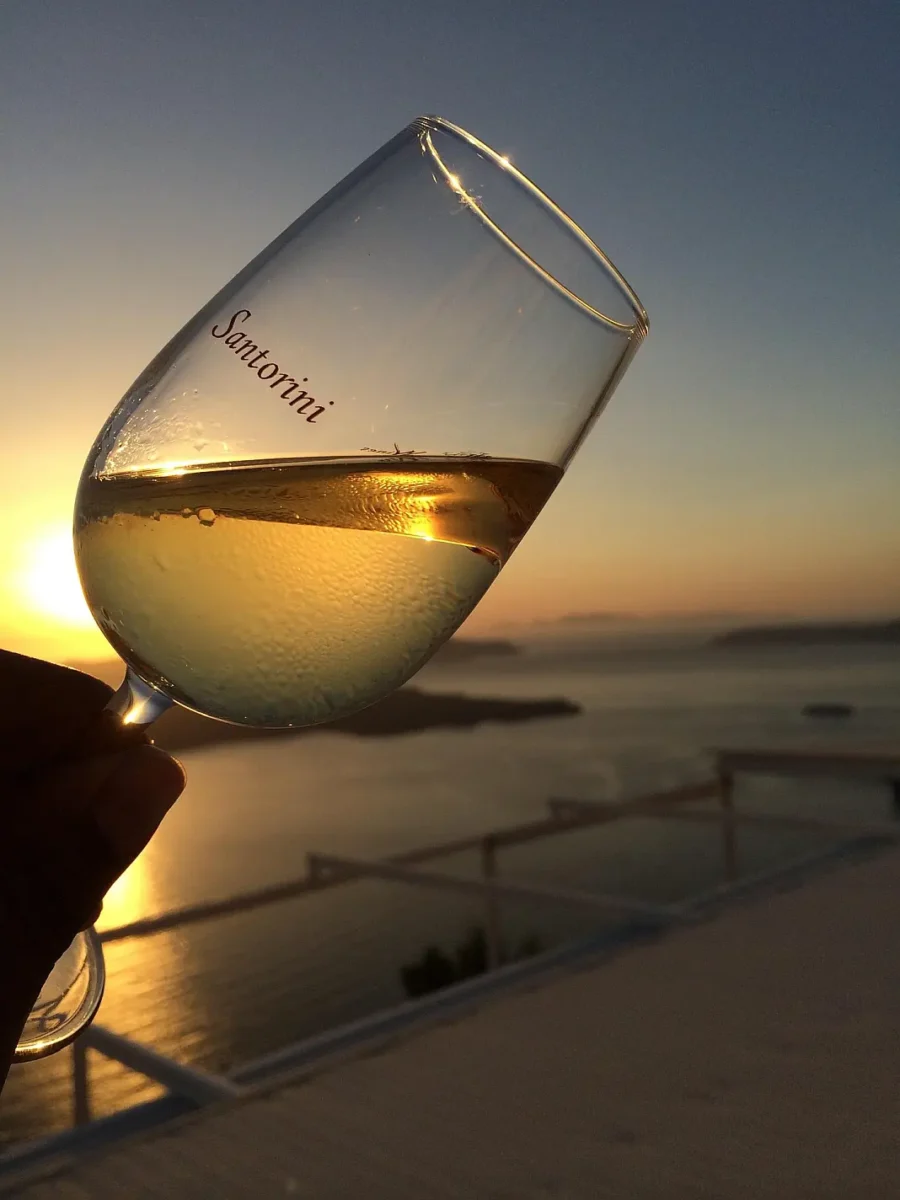 Santorini čaša vina
