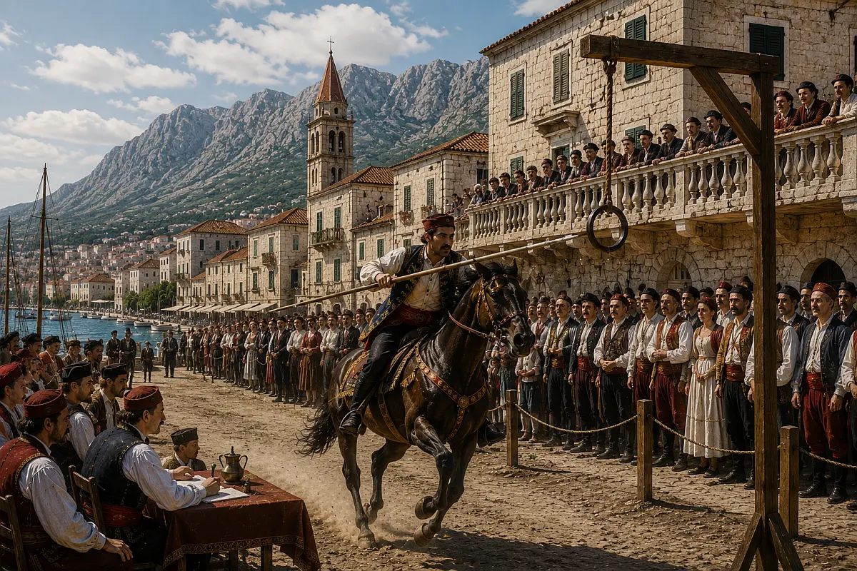 Foto: AI generirano / ChatGPT (OpenAI) — ilustracija za Turističke priče makarska alka