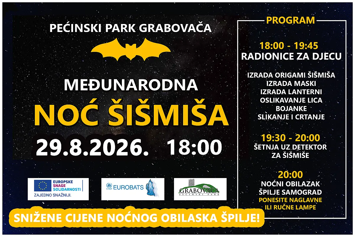 Međunarodna noć šišmiša 2026. izvor: PP Grabovača